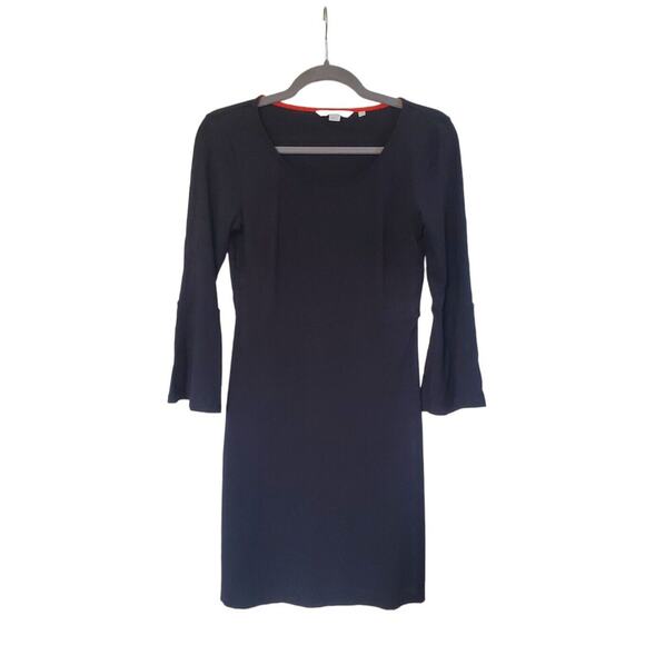 Boden Classic Miriam Fit & Flare Black Stretch Jersey Bell Sleeve Dress, Size 6 - Picture 1 of 9